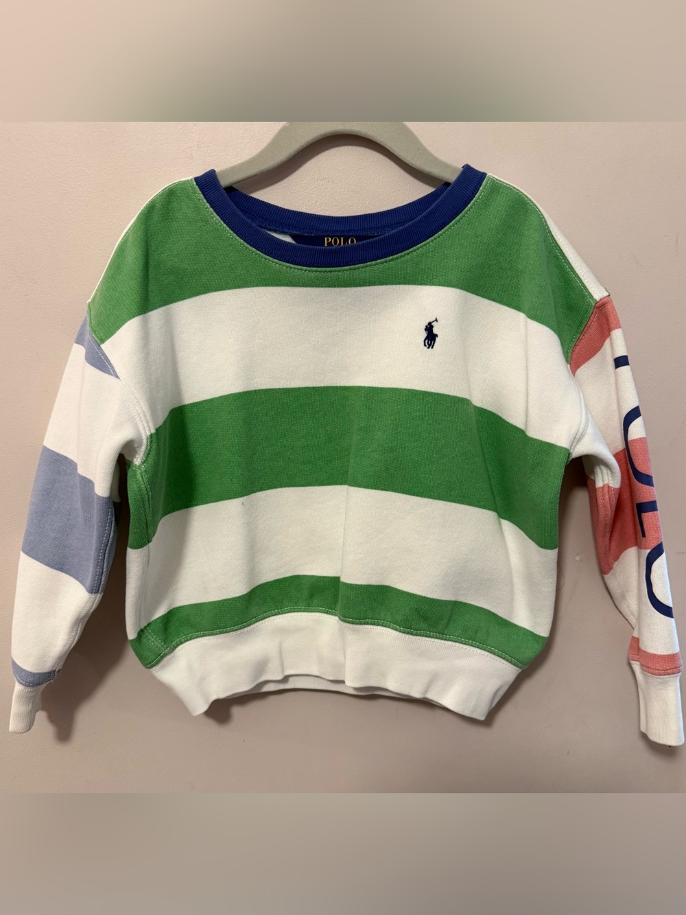 Polo by Ralph Lauren Green, White & Blue Striped Kids Sweatshirt
